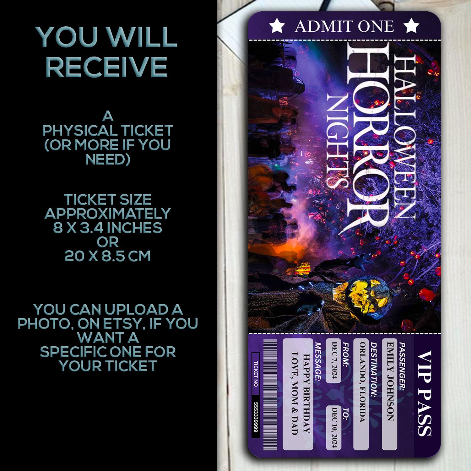 Custom Halloween Horror Nights Ticket | Laminated VIP Pass | Scary