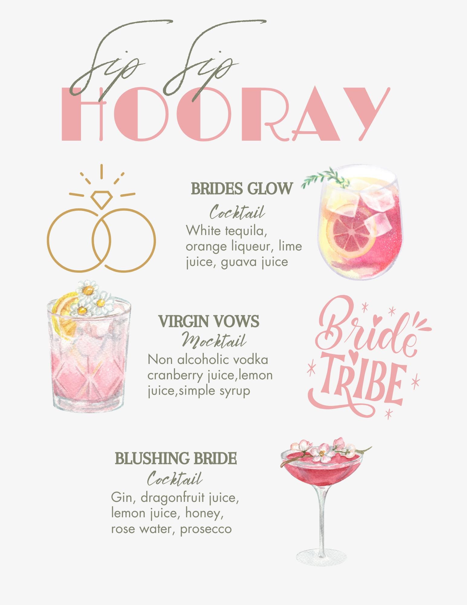 Bachelorette Drinks Menu