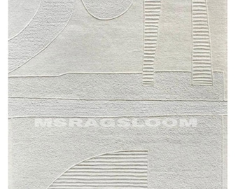 Hand-Tufted Wool Rug | Minimalist Geometric Area Carpet