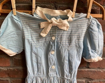 Picture Day Perfect, 1940s baby blue and white dress “Love” label