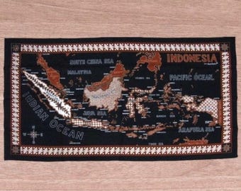 Indonesian Map in Batik Cloth