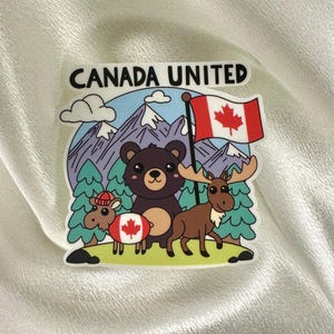 Pegatinas de vinilo con un adorable alce, cabra y oso en las Montañas Rocosas de Canadá. Ideales para portátiles, fundas de teléfono, coches y agendas.