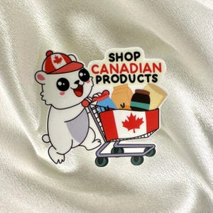 Pegatina de vinilo de oso polar de Cute Shop Canadian Products, impermeable, estética, para laptop, equipaje, funda de teléfono, auto, agenda y botella de agua.