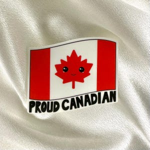 Cute Canadian Maple Leaf Flag, Proud Canadian Vinyl Sticker | Aesthetic Waterproof Laptop, Luggage, Phone Case, Car & Water Bottle Decal