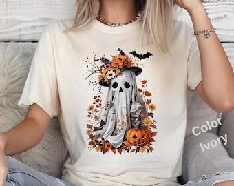 Comfort Colors® Halloween Ghost Shirt, Cute Ghost Shirt, Women Halloween Shirt, Cute Fall Shirt, Spooky Season tee, Gift For Halloween, t155