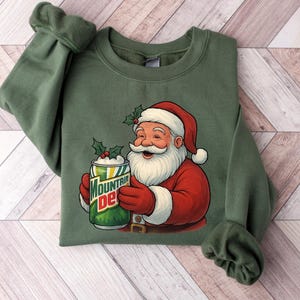 Christmas Mountain Dew Santa Shirt, Mtn Dew Crewneck, Soda Lover Hoodie, Mountain Dew Logo Sweatshirt, Mtn Dew Lover, a236