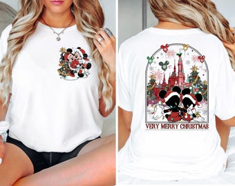 Disney Mickey and Minnie Merry Christmas Shirt Retro Disney Christmas Shirt Disney Matching Couple Disney Family Shirt Christmas Gift, a153