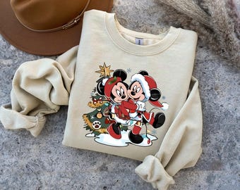Disney Mickey and Minnie Merry Christmas Shirt Retro Disney Christmas Shirt Disney Matching Couple Disney Family Shirt Christmas Gift, a154