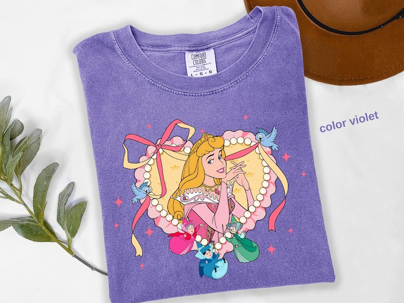 Camiseta de Princesas Disney Comfort Colors®, Sudadera de Cenicienta, Camiseta de Blancanieves, Camiseta de La Sirenita, Camiseta de Rapunzel, Camiseta de Aurora, d049 imagen 3