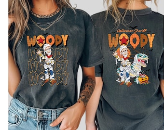 Comfort Colors® Disney Spooky Vibes Toy Story Woody Shirt, Disney Woody Custom Name Halloween Sweatshirt, Mummy Toy Story Woody Tee, a183