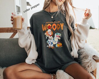 Comfort Colors® Disney Spooky Vibes Toy Story Woody Shirt, Disney Woody Custom Name Halloween Sweatshirt, Mummy Toy Story Woody Tee, a183