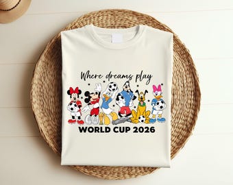 World Cup 2026 Mickey and Friends Soccer Shirt, Soccer Fan Gift Shirt, Women Men Kids Soccer Tee, USA Canada Mexico Soccer Trip Shirt  a352