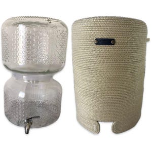 2.5 Gallon Jug and Dispenser Combo Sleeve - Special Size Handmade Woven Water Jug Cover– Decorative  Functional, Crochet Rope Carboy Cover