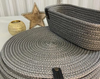 Gray Handmade Cotton Rope Placemat Set: Dining Table Decor