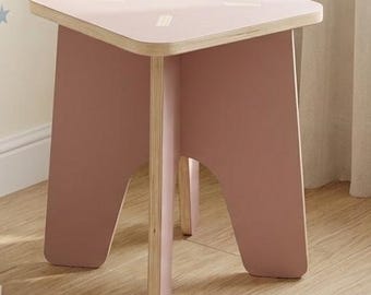 Planos digitales de taburete infantil de madera contrachapada, silla infantil CNC (descarga digital)