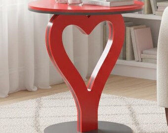 Mesa auxiliar en forma de corazón (archivo DXF CNC) / Regalo de San Valentín DIY (descarga digital)