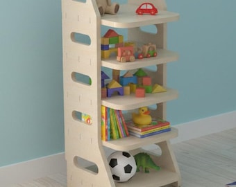 モンテッソーリおもちゃ棚 | 子供用合板本棚＆シューズラック（デジタルダウンロード DXF ファイル）