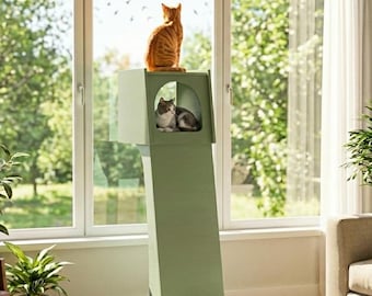 Moderna torre para gatos, archivos DXF de madera contrachapada cortada con CNC (descarga digital)