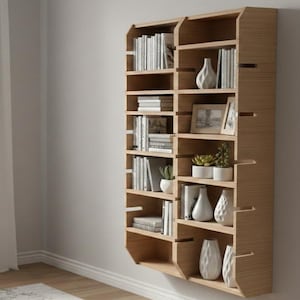 Plywood Bookcase, Adjustable Shelving System CNC Router DXF File (Digital Download)