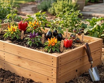 Planos para jardineras elevadas - 1,2 m x 2,4 m - Descarga digital en PDF - Plano de carpintería para jardineras elevadas