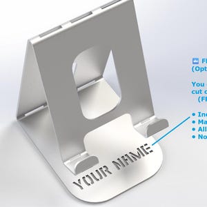 シートメタル製電話スタンド DXF ファイル、無料のパーソナライゼーション、レーザーカットテンプレート（デジタルダウンロード）