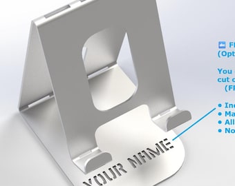 Metal Phone Stand DXF File, FREE Personalization,  Laser Cut Template (Digital Download)