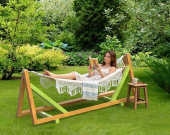 Wooden Hammock Stand Plans Blueprint – 4"x4" ( 10cmX10Cm) Lumber Construction, DIY  Furniture PDF