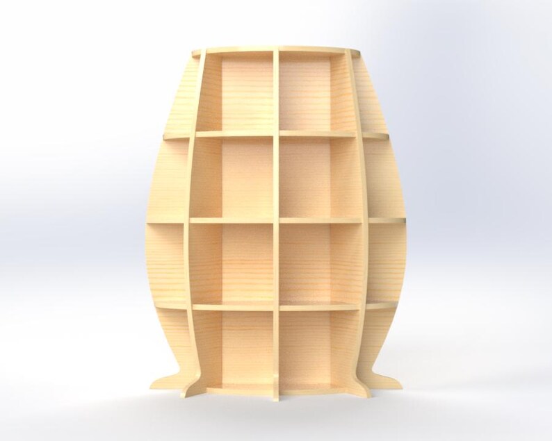 Modern Curved Plywood Bookcase: DIY Shelving Unit (CNC Router DXF Files ...