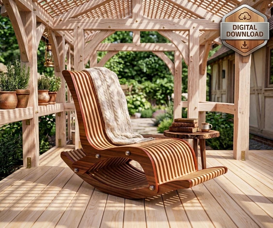 Parametric Plywood Rocking Chair Cnc Cut DXF Plans, (digital