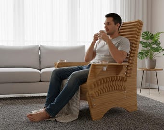 Parametric Plywood Lounge Chair DXF Files: CNC Design (Digital Download)