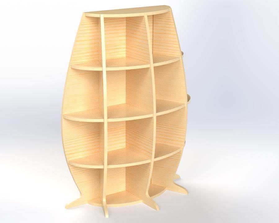 モダンな曲線型合板製本棚：DIY棚ユニット（CNCルーター用DXFファイル