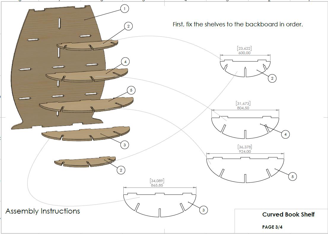 Modern Curved Plywood Bookcase: DIY Shelving Unit (CNC Router DXF Files ...