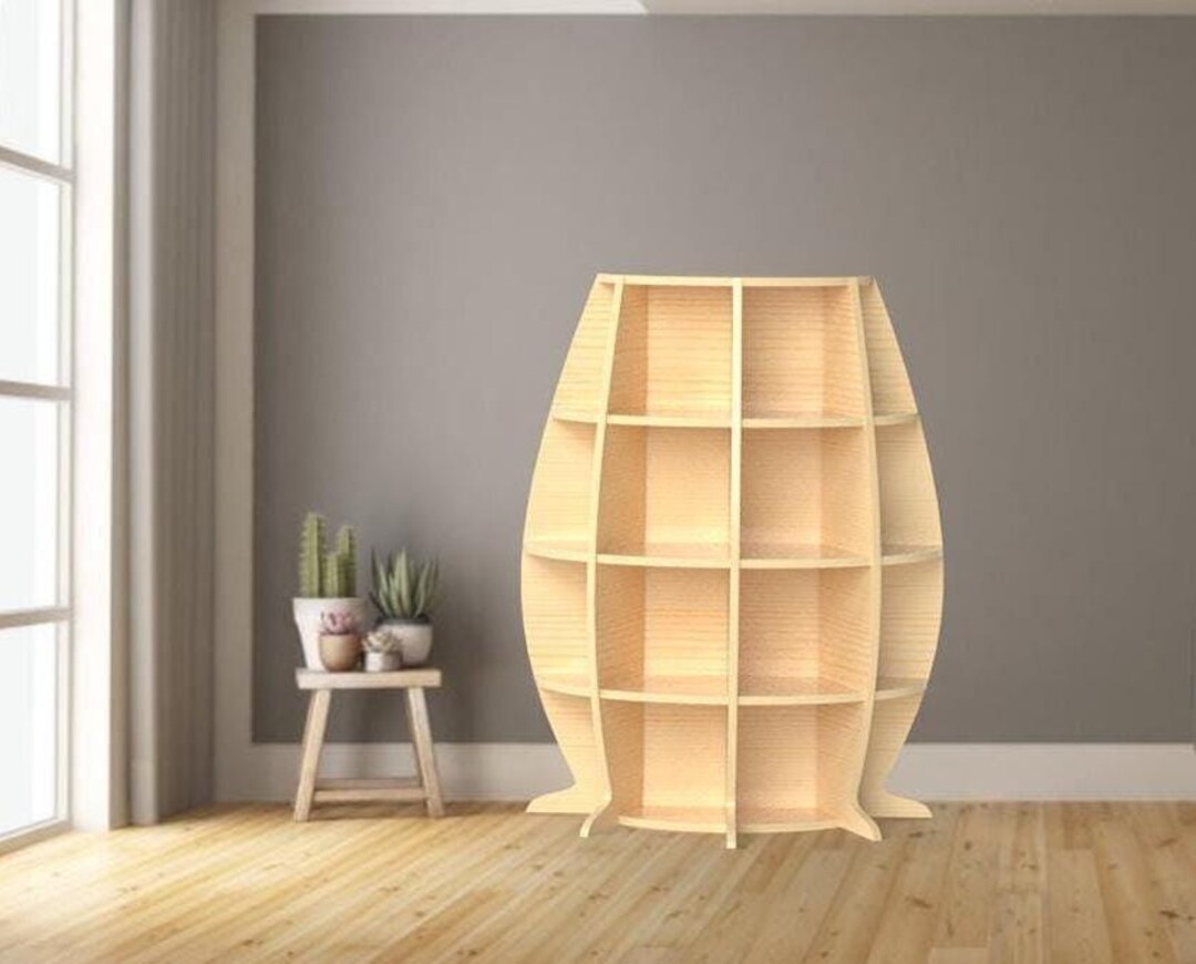 Modern Curved Plywood Bookcase: DIY Shelving Unit (CNC Router DXF Files ...
