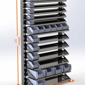 Industrial Metal Bin Storage Rack | Free-Standing Organizer | Laser Cut DXF Files | Digital Download |