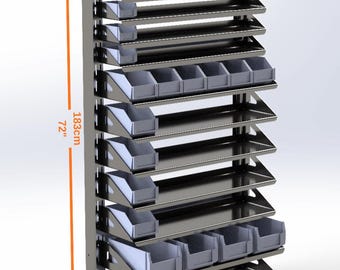 Industrial Metal Bin Storage Rack | Free-Standing Organizer | Laser Cut DXF Files | Digital Download |