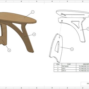 Table Frame Exploded Drawing Plywood Side Table Plan – CNC Router Cut Coffee Table, DIY Furniture ...