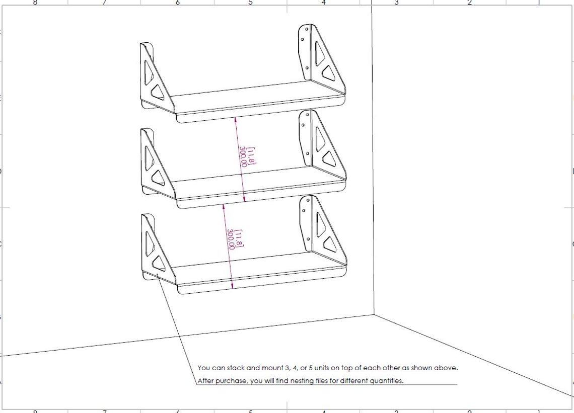 DIY Wall-mounted Metal Shelf: Steel Storage Rack (DXF PDF) - Etsy