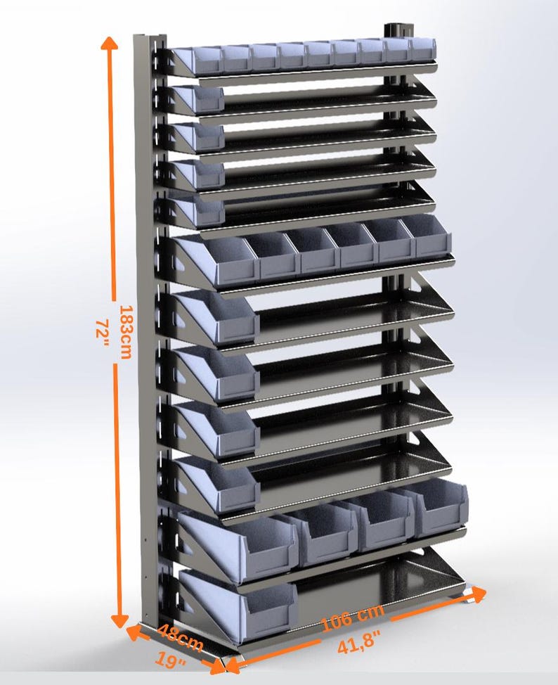 Industrial Metal Bin Storage Rack | Free-standing Organizer | Laser Cut ...