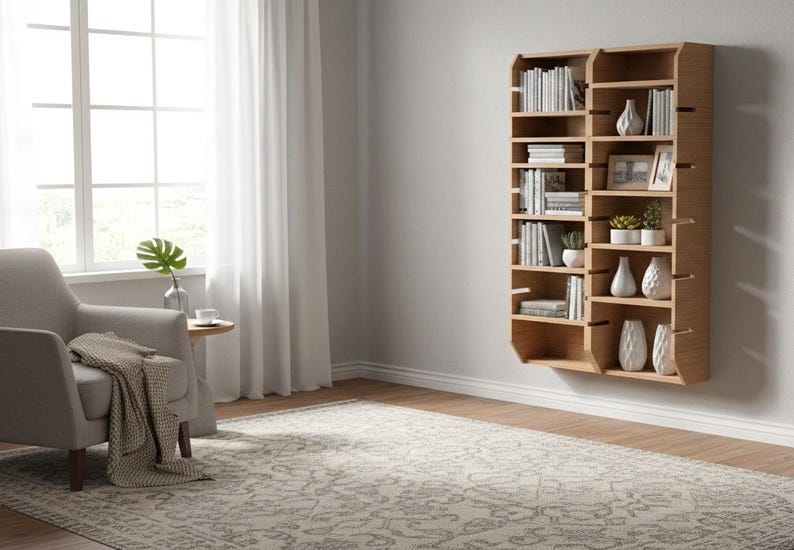 Plywood Bookcase, Adjustable Shelving System CNC Router DXF File ...