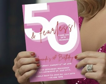 Geburtstagseinladung Meilenstein-Geburtstagsfeier einladen Fierce Erwachsene helle mutige einladen Karte Farbe Canva anpassbare Vorlage Sofortiger Download