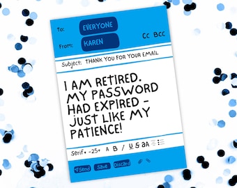 Mitarbeiter Wertschätzung Ruhestand Karte E-Mail Büro lustige senden off Karte Canva anpassbare Instant Download