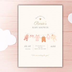 Modèle d'invitation de baby shower modifiable neutre en matière de genre