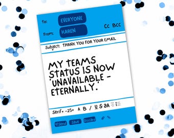 Ruhestand Karte E-Mail Büro Lustige senden Off Mitarbeiter Wertschätzung Karte Canva anpassbare Instant Download