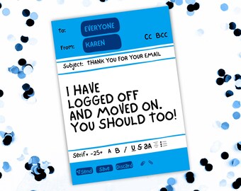 Tarjeta de jubilación, correo electrónico de oficina, divertido, agradecimiento a los empleados, Canva, personalizable, descarga instantánea