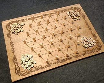 DIY Node - Elastiekje, houten bordspel, maximaal 4 spelers. SVG-, png-, lbrn2-bestanden voor lasergraveren