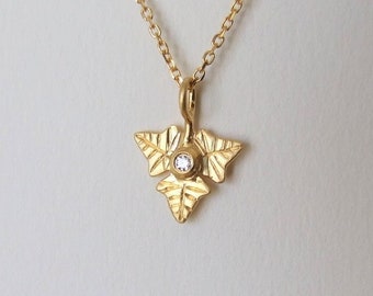 Gold Ivy Necklace  - Diamond necklace, gold necklace, ivy leaf necklace, delicate gold necklace, gift for her , Valentine's day gift