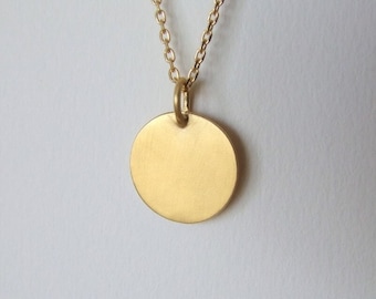 Minimalistic Round Gold Pendant - gold pendant , unisex necklace , Minimalistic pendant , 14k gold necklace , round pendant