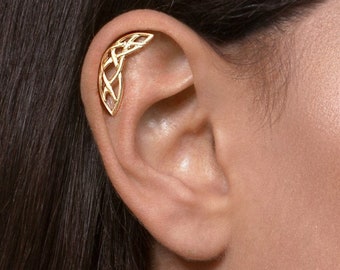 14k Gold Celtic Helix Piercing- elven jewelry , elvish earring , larp , fantasy jewelry , cartilage earring