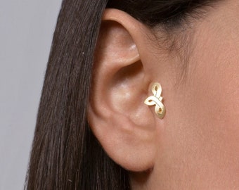 14k Gold Tragus Earring - celtic ear piercing , tragus piercing , solid gold helix stud , celtic jewelry , elvish earring