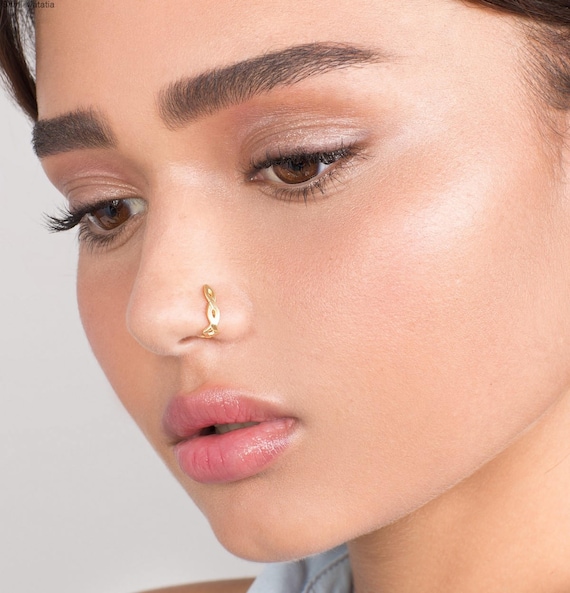 14k Gold Celtic Fake Nose Ring Faux Nose Ring , Fake Nose Hoop , Gold Nose  Hoop , Fake Piercing , Fake Nose Piercing 